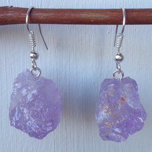 Rough Amethyst Crystal Earrings